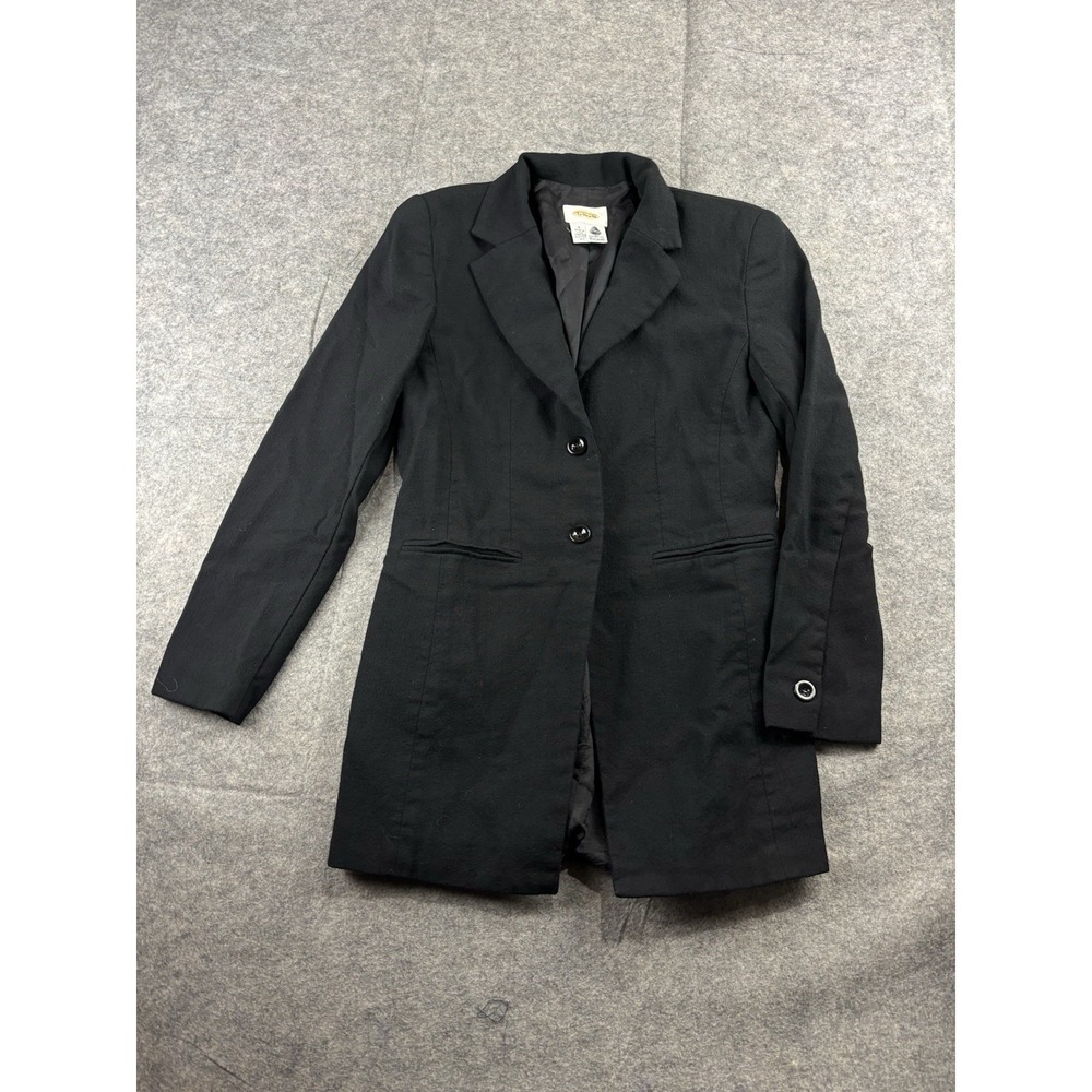 Talbots Women's 4 Black 100% Wool Mark Classic Long Blazer Old Money VTG USA 90s